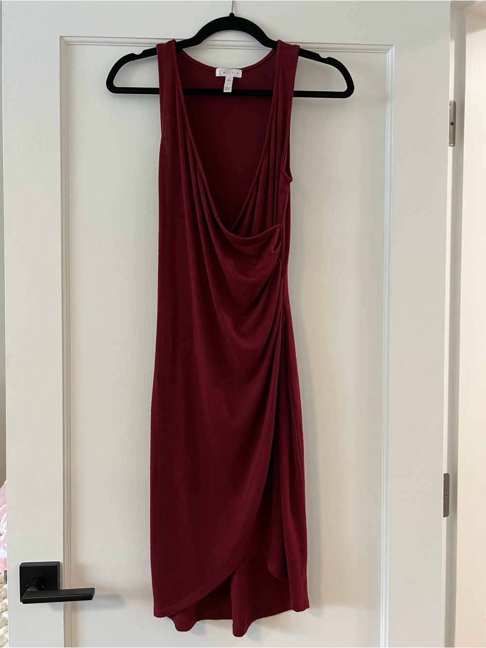 Romantic Date Night Leith Draped Cowl Midi Dress in Burgundy XXS